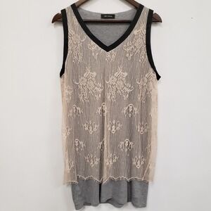 Cop Copine Womens Kelti Lace Overlay Mini Dress Size XL Gray Rose Gold Sheer